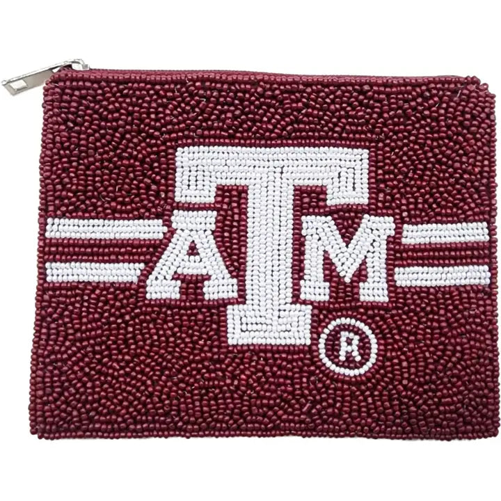 Texas A&M Beaded Coin Pouch