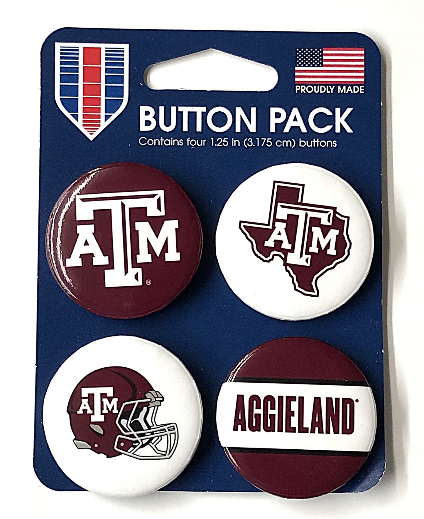 Texas A&M Button - 4 Pack - 1 1/4 in round - TXAG Store