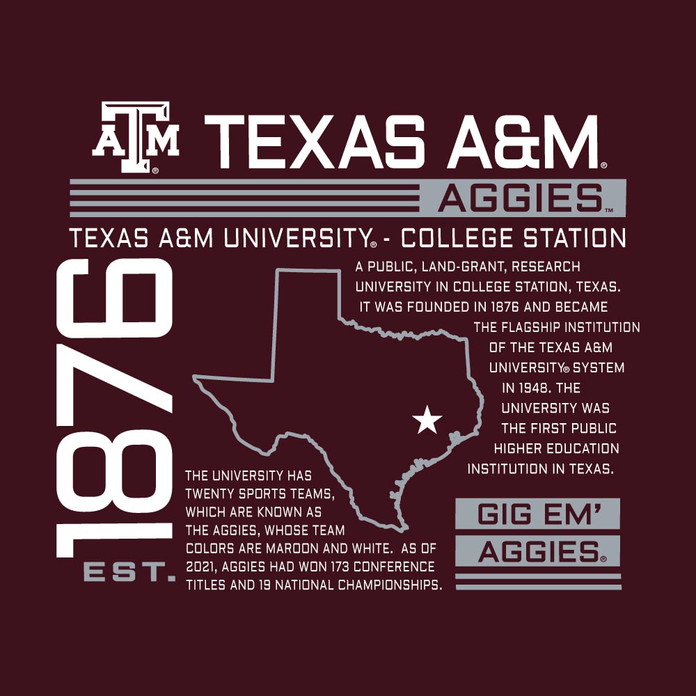 1876 - Texas A&M Description Tee***
