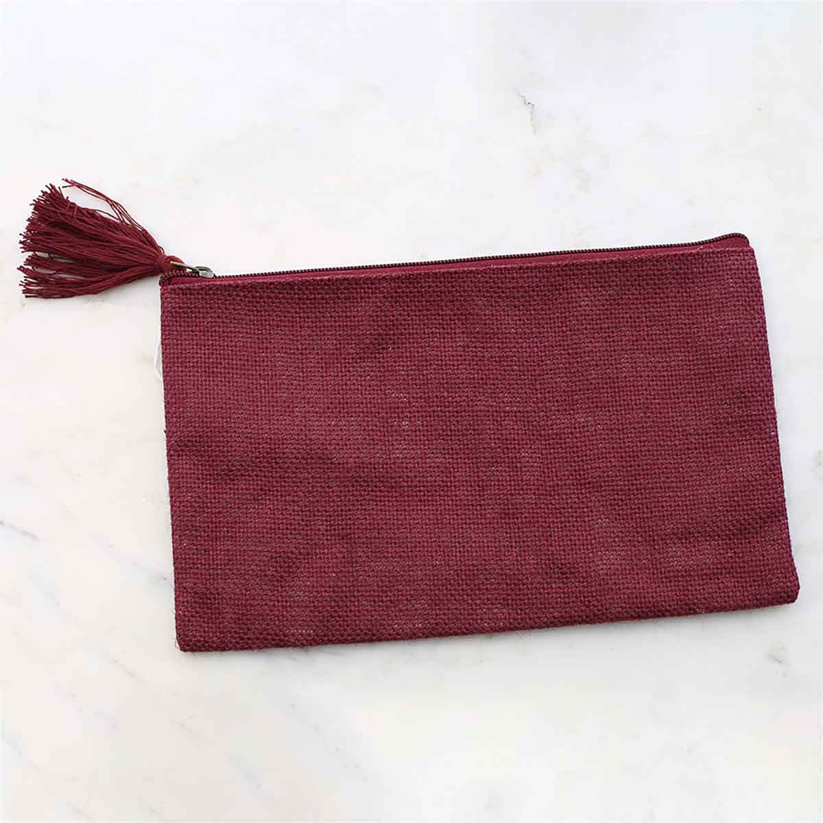 Jute Maroon Cosmetic Bag