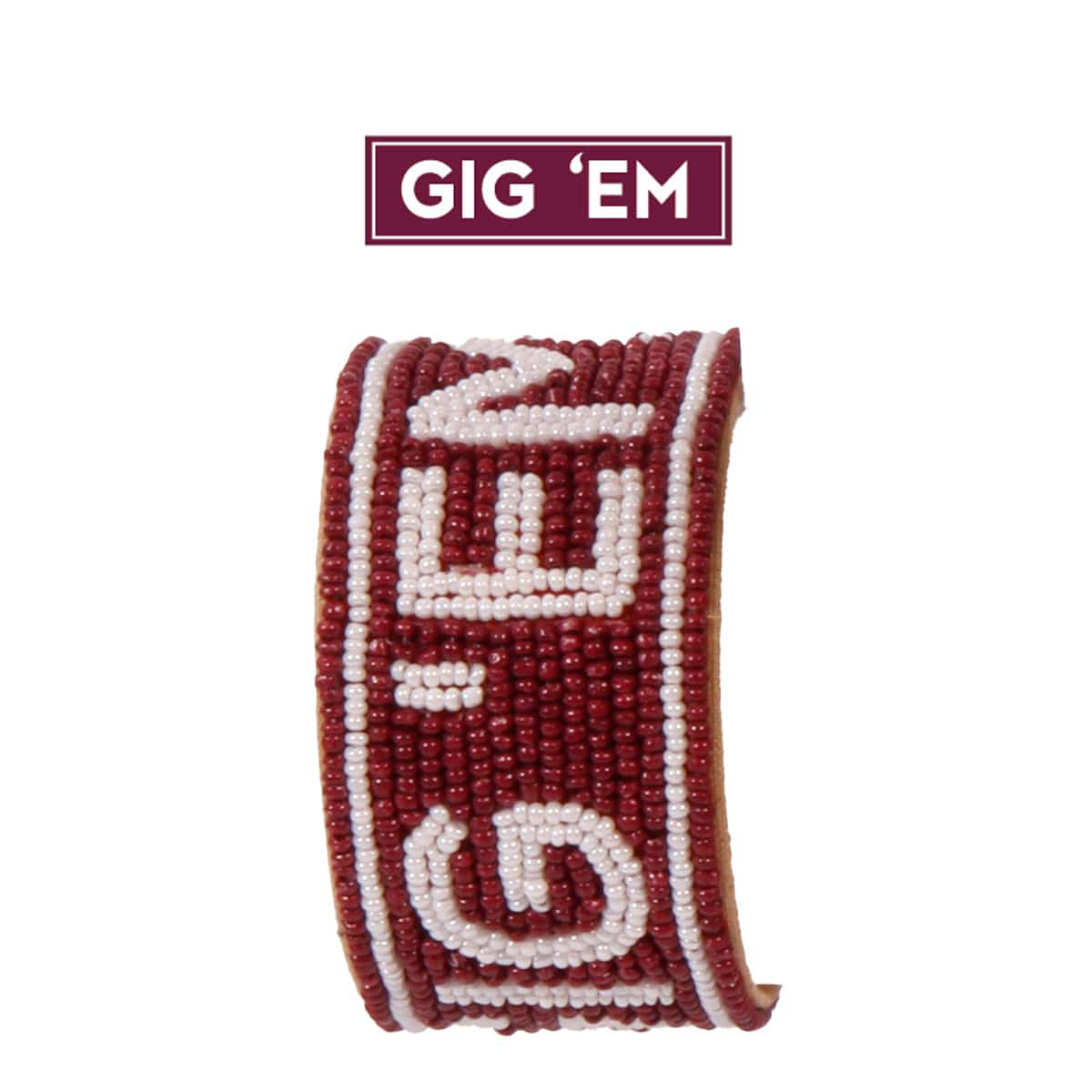 Gig 'Em Beaded Cuff Bracelet