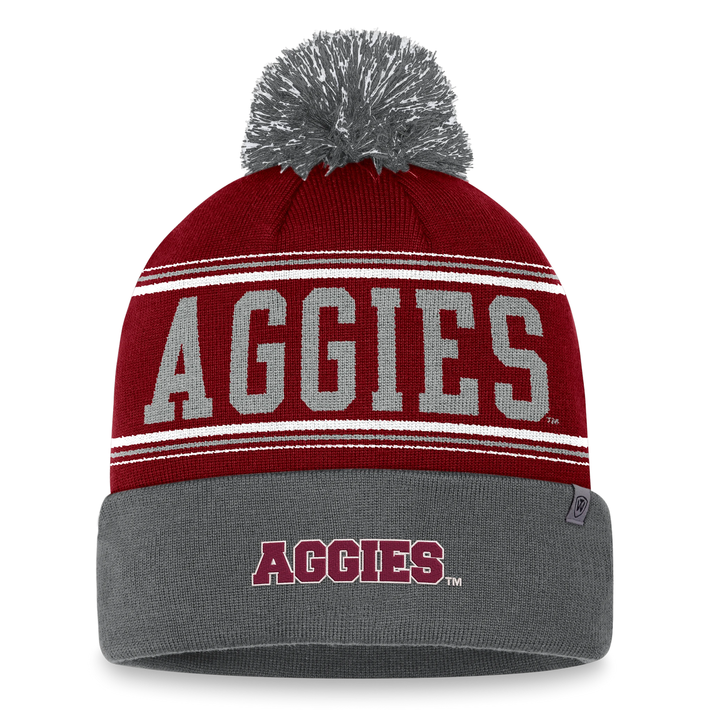 Texas A&M Beanie - Maroon/Grey Pom