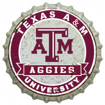 Texas A&M Distressed Bottle Cap Sign (Silver) - TXAG Store