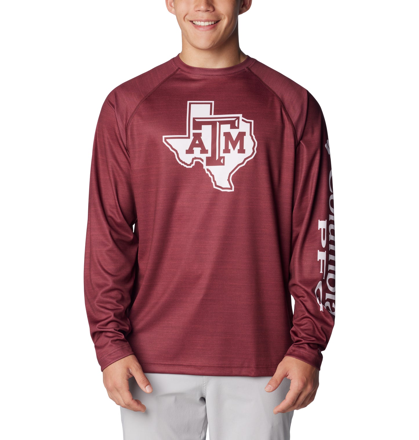 Terminal Tackle Maroon Heather L/S PFG Shirt - Lone Star*** - TXAG Store 