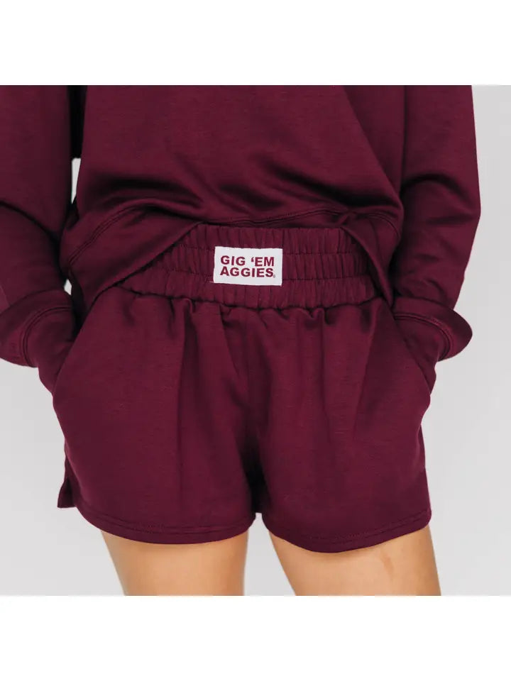 Ava Airy Shorts Gig 'em Aggies Woven Label - TXAG Store 