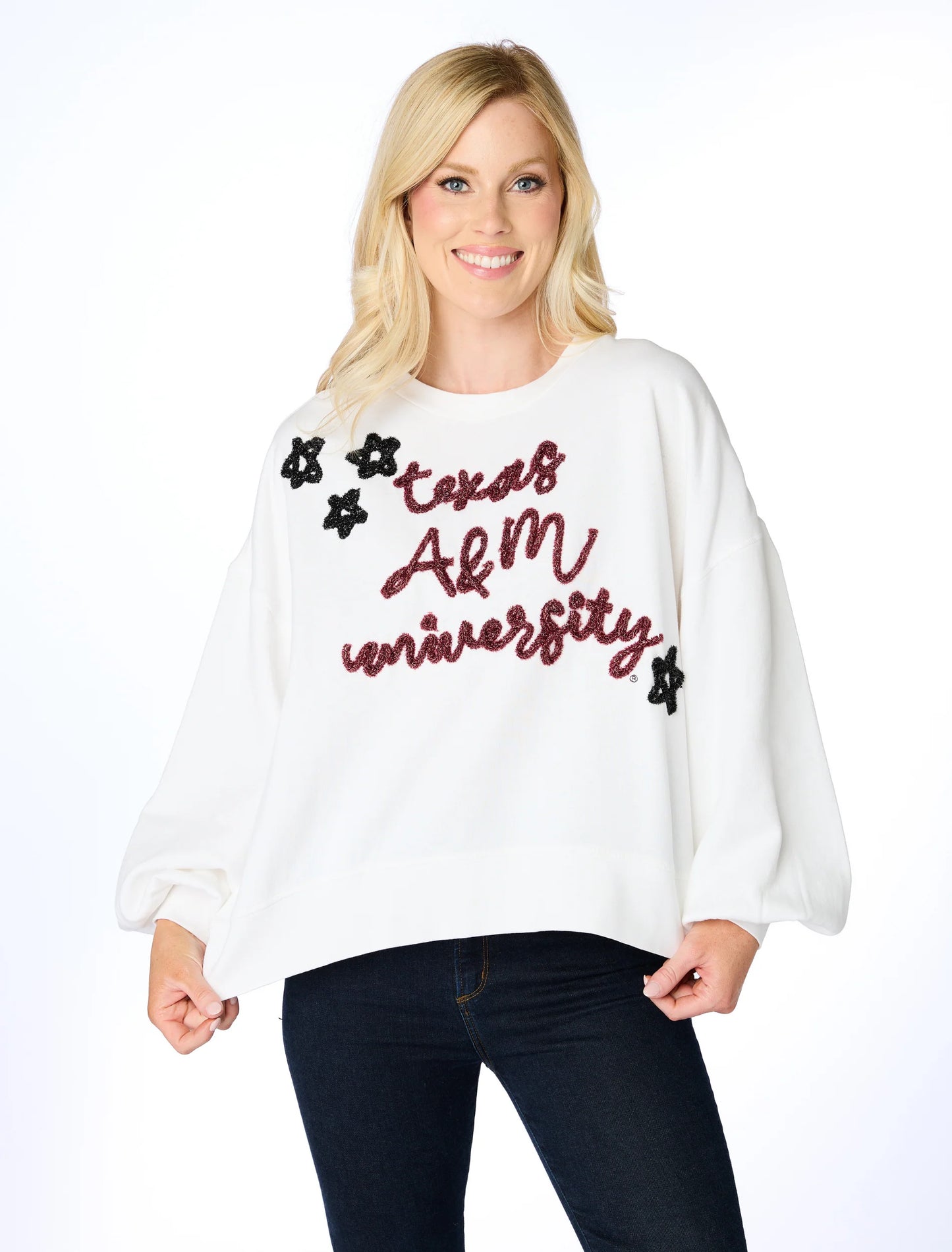 The Texas A&M Glitter Script Balloon Pullover***