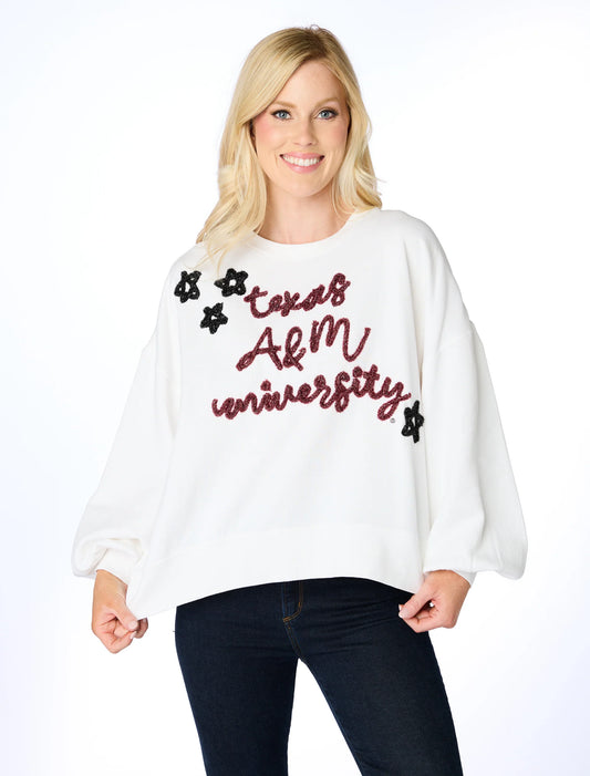 The Texas A&M Glitter Script Balloon Pullover***