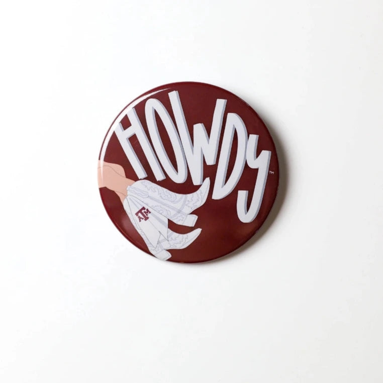 Gameday Button - Maroon Howdy w/ Boots