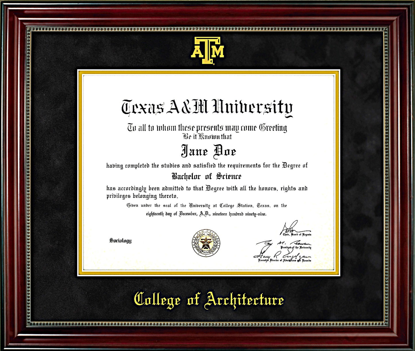 ARCHITECTURE FRAME: Beaded Cherry Black Mat with Embossed ATM