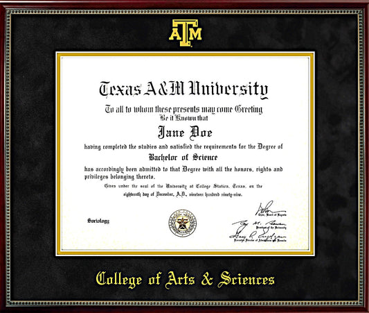 College of Arts & Sciences Diploma Frame: Beaded Cherry/ Black Mat/ ATM