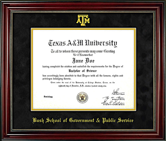 Bush School of Government & Public Service Diploma Frame: Beaded Cherry/ Black Mat/ ATM