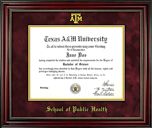 School of Public Health Diploma Frame: Beaded Cherry/ Maroon Mat/ ATM