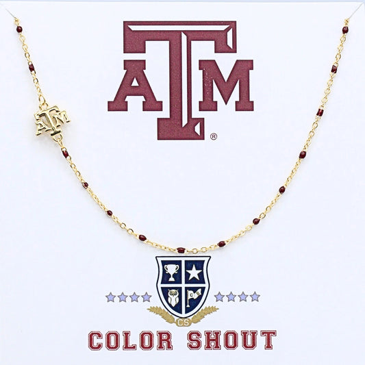 Texas A&M Enamel Bead Necklace