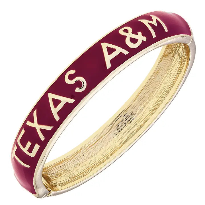 Texas A&M Aggies Sculpted Enamel Hinge Bangle in Maroon - TXAG Store 