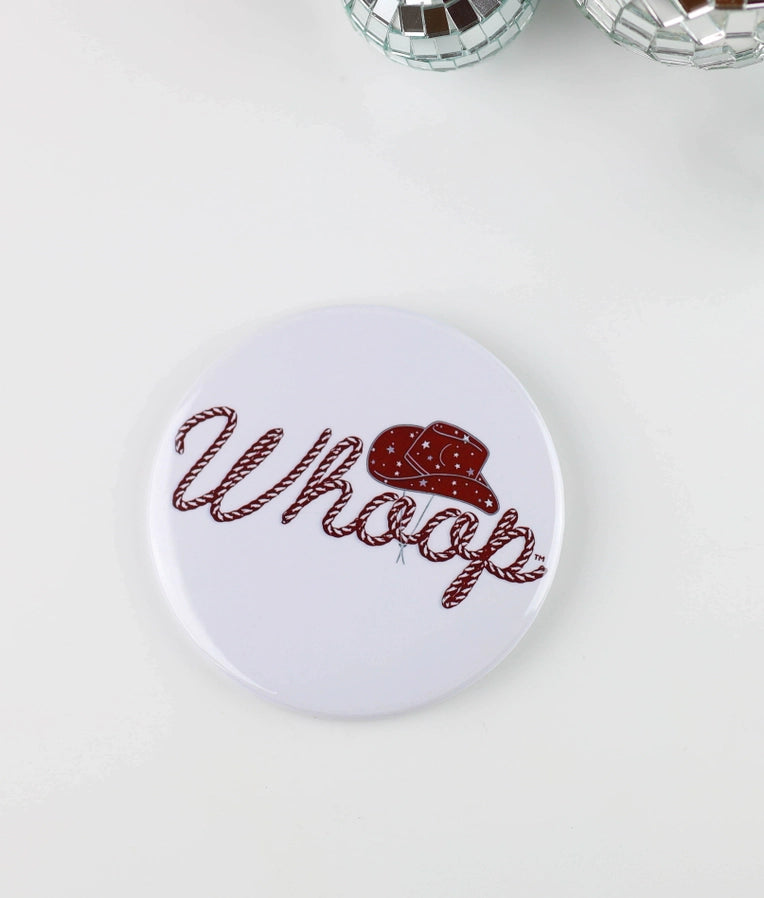 Gameday Button - White Whoop w/ Cowboy Hat