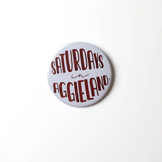 Gameday Button - White Saturdays in Aggieland