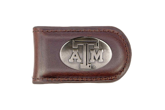 Texas A&M Brown Leather Money Clip - TXAG Store 