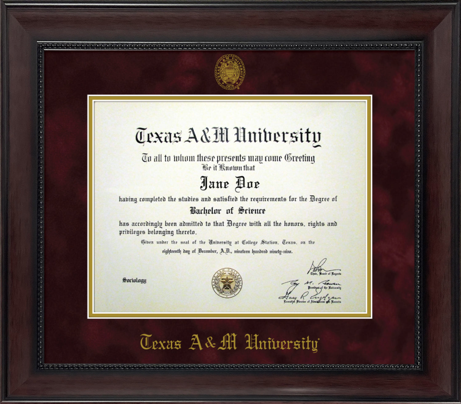 Beaded Dark Mahogany, Maroon Mat, w/ Ring Crest Seal - TXAG Store 