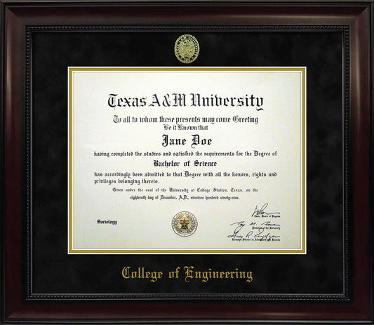 ENGINEERING FRAME: Dark Beaded Mahogany w/ Black Mat & Ring Crest Seal (CUSTOM PREORDER)