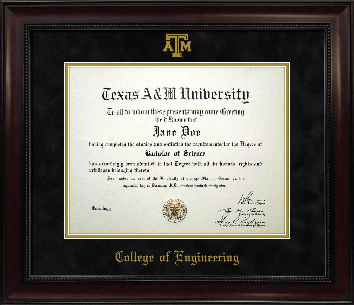 ENGINEERING FRAME: Dark Beaded Mahogany w/ Black Mat & Block ATM (CUSTOM PREORDER) - TXAG Store 