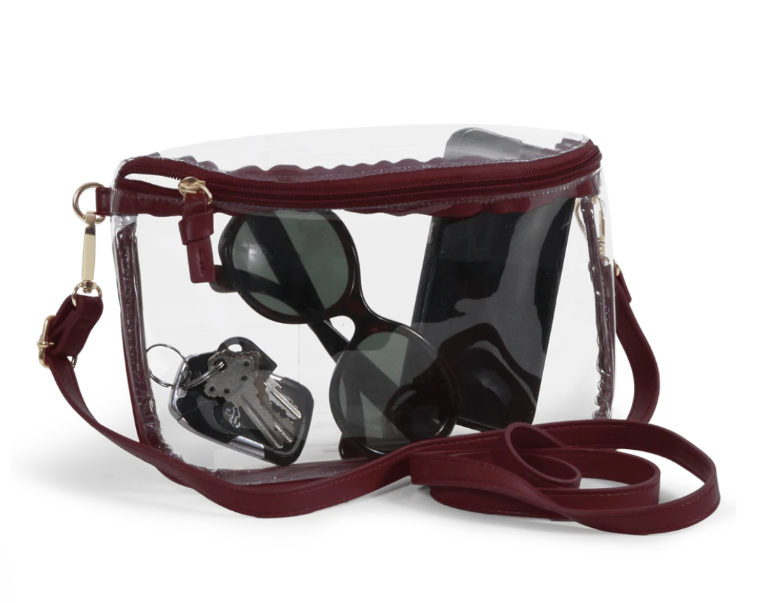 Maroon Trim Clear Purse - TXAG Store 