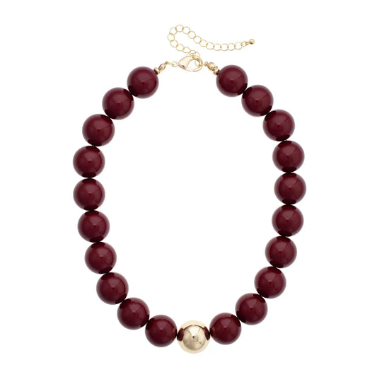 Maroon Gameday Chunky Beaded Necklace - Maroon - TXAG Store 