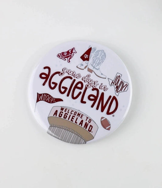 Gameday Button - White Game Days in Aggieland