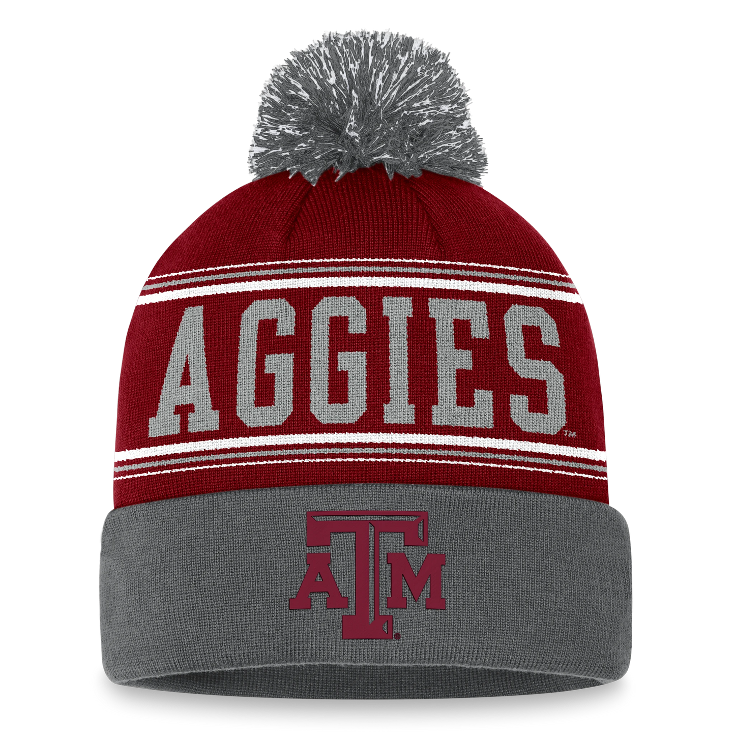 Texas A&M Beanie - Maroon/Grey Pom