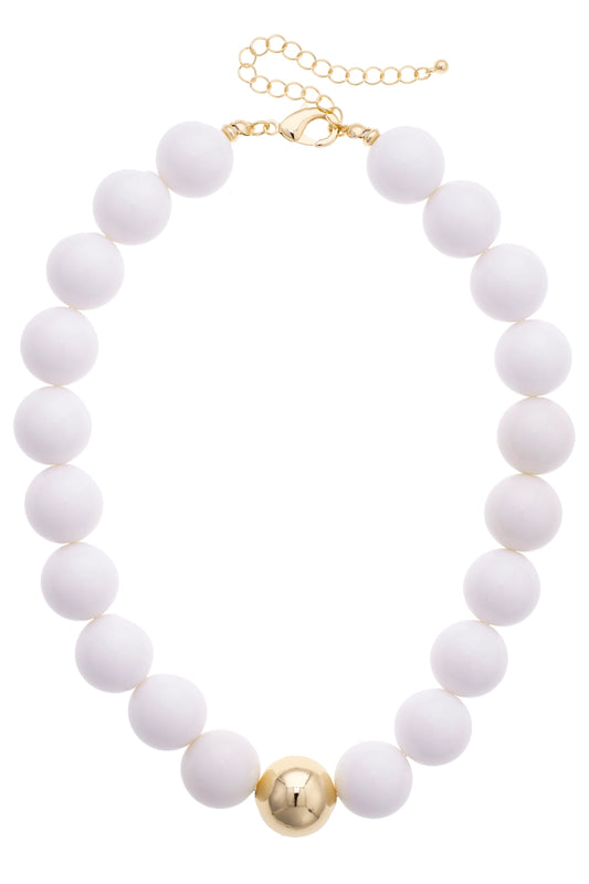 Maroon Gameday Chunky Beaded Necklace - White - TXAG Store 