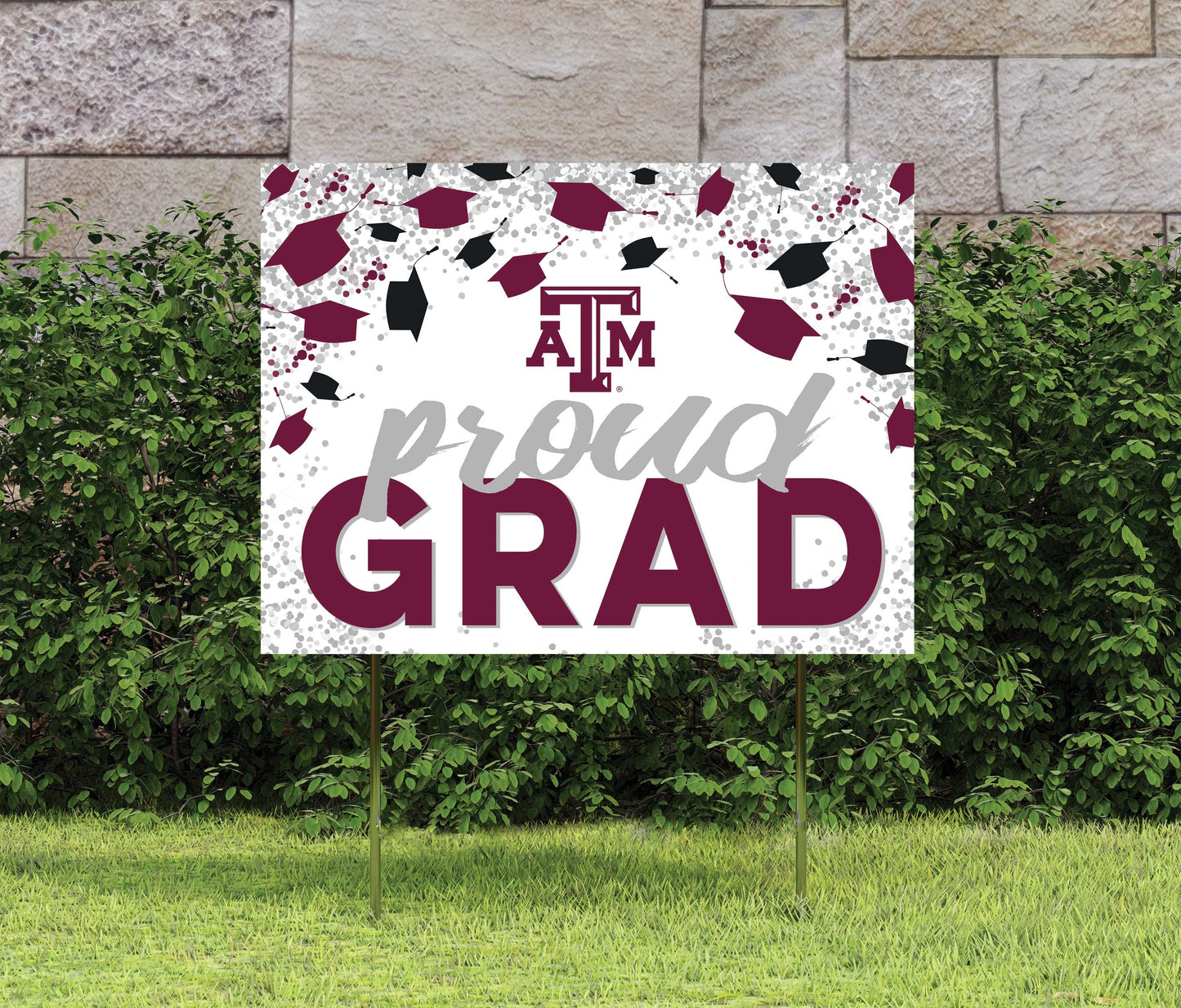 Proud Grad Confetti Design Lawn Sign with ATM