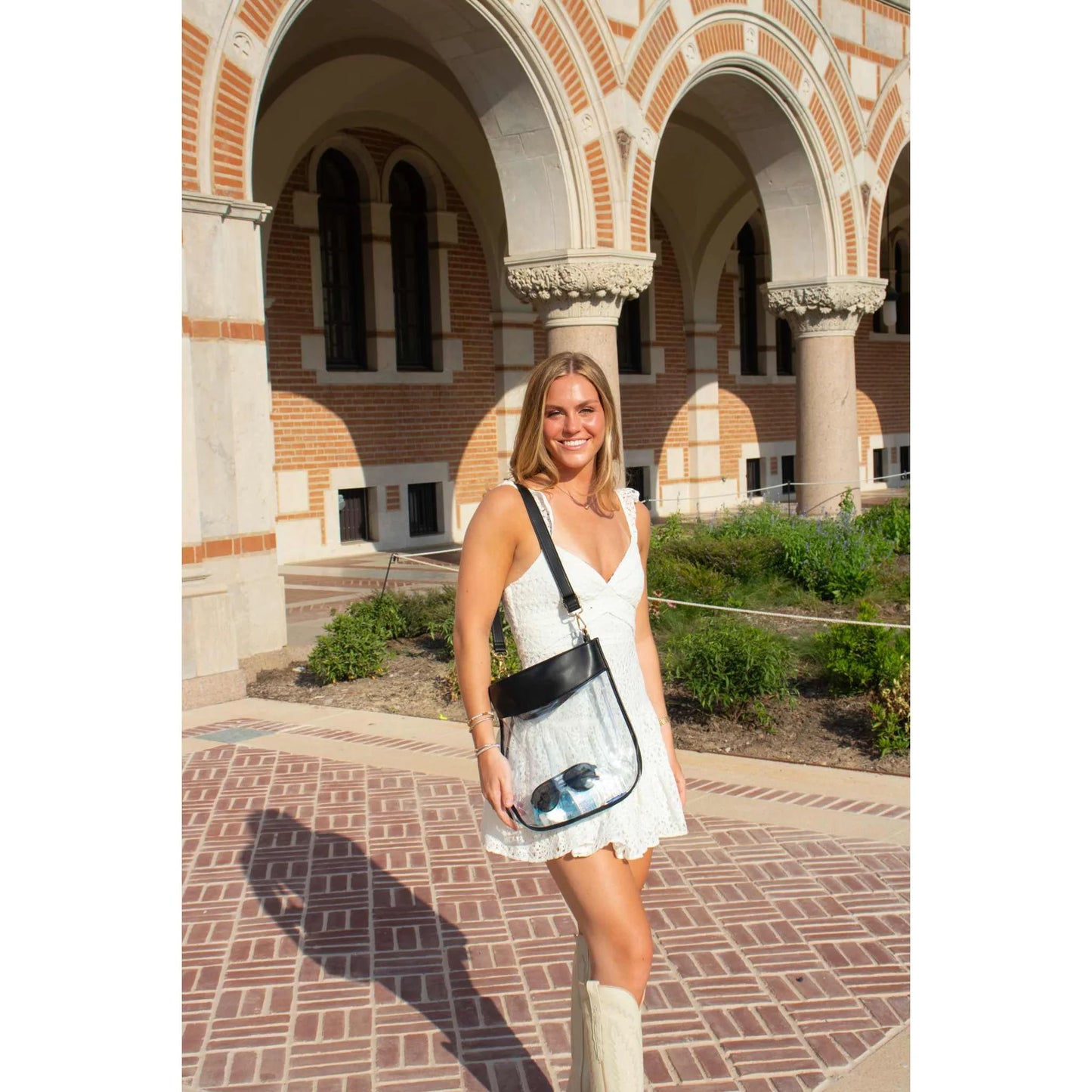 Large Clear Purse with Zipper - Black