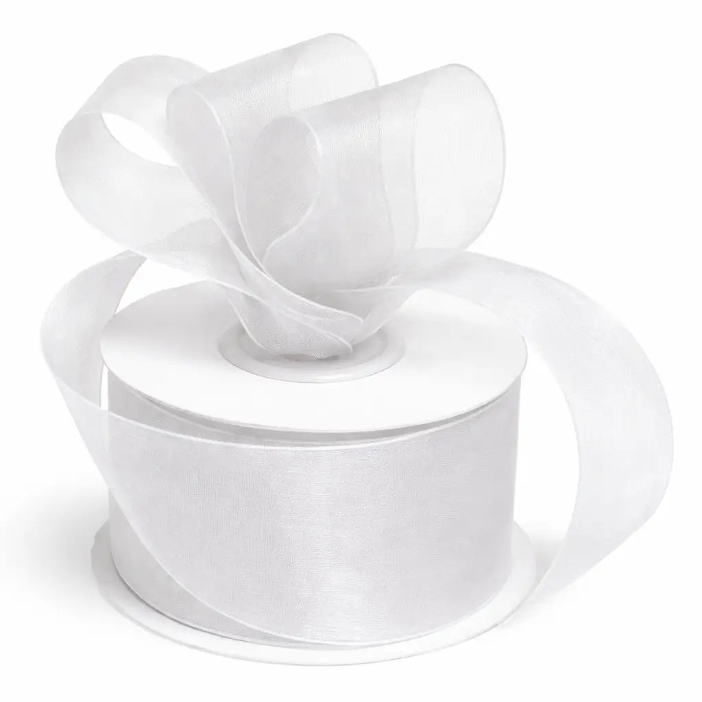 1-1/2 Inch White Sheer Organza Ribbon Spool (10 Yard Roll)