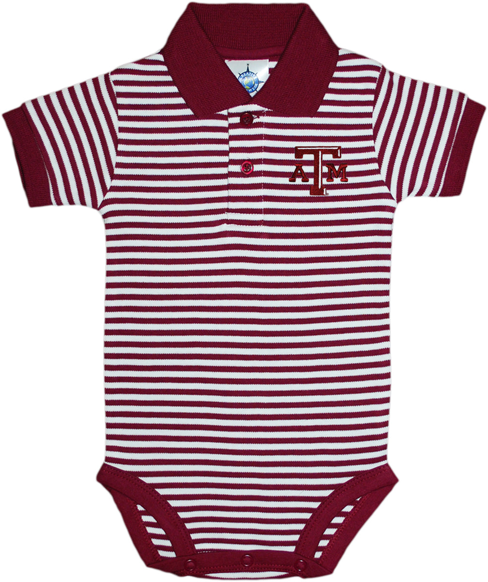 INFANT Texas A&M Striped Polo Bodysuit - TXAG Store 