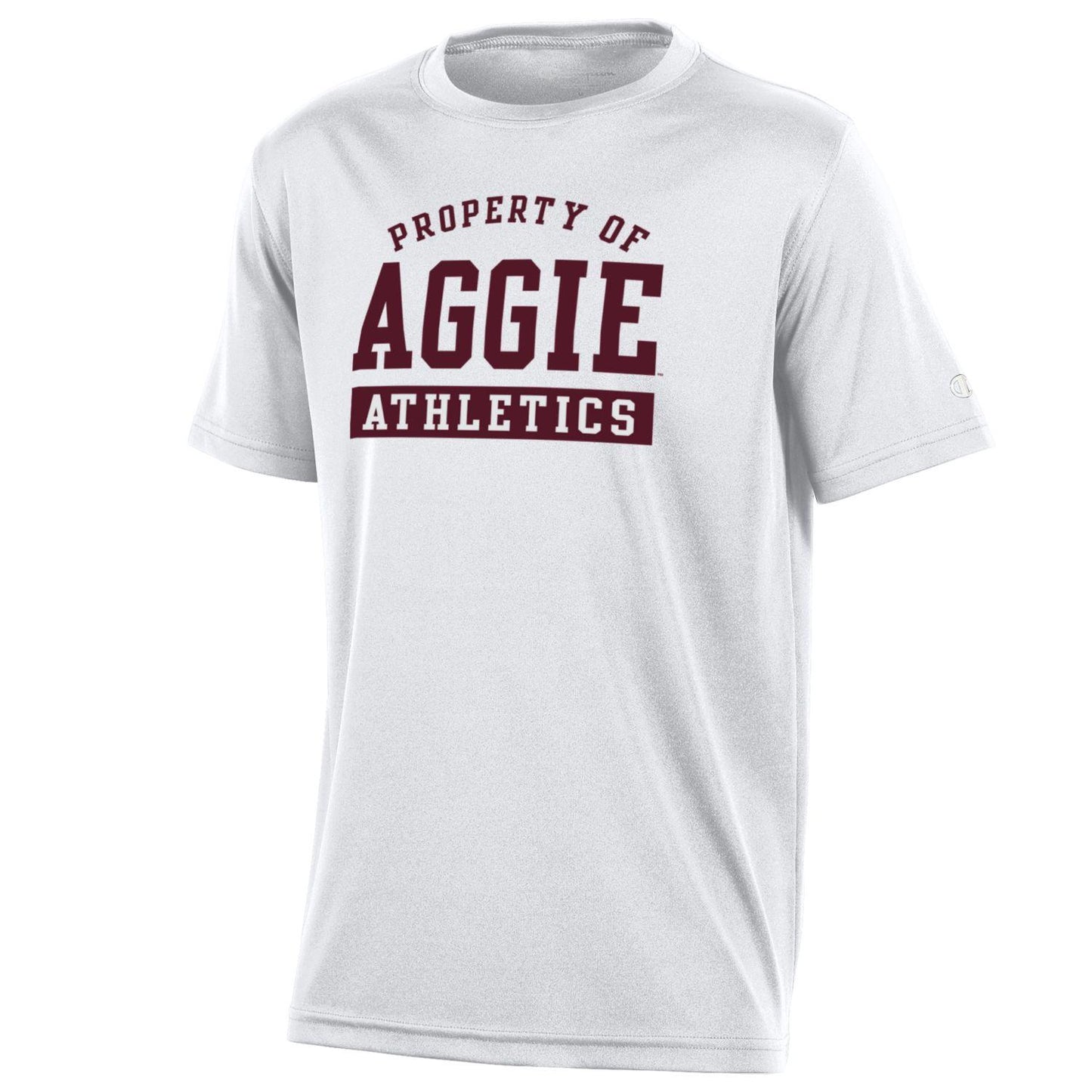 Youth White Athletic Tee by Champion - Property Of Aggie Athletics ***